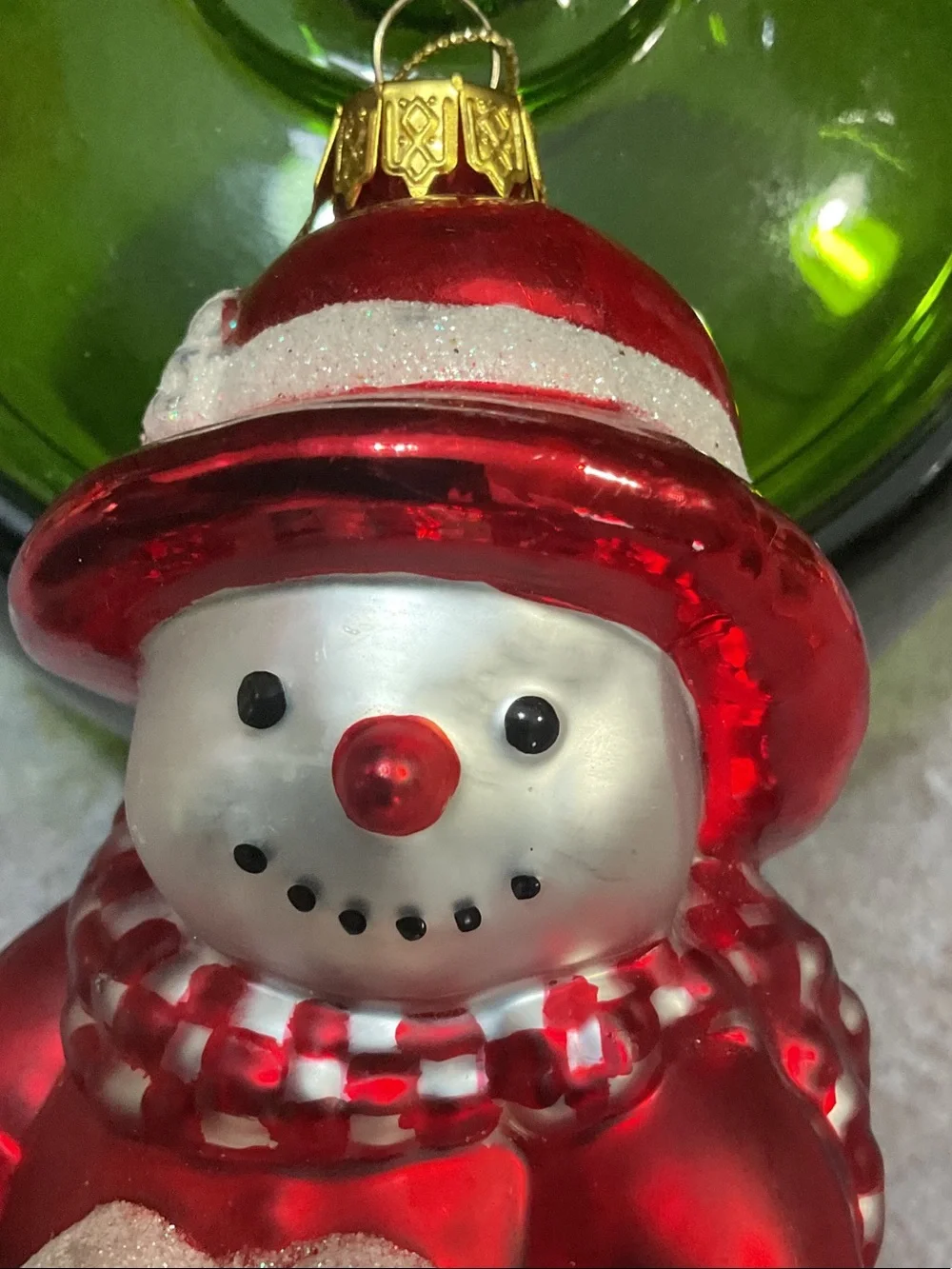 Red Snowman Holiday Ornament - Festive Home Holiday Decoration